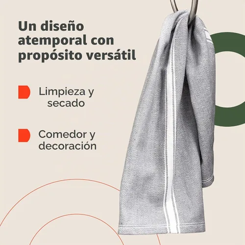 Vista 5 de Zeppoli - Trapos de cocina, de algodón, para cocina o limpieza, reusables, súper absorbentes, lavables a máquina, para chefs, paquete de 15 gris