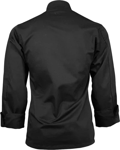 Vista 4 de Abrigo de chef bordado personalizado Chaqueta de chef personalizada, Negro