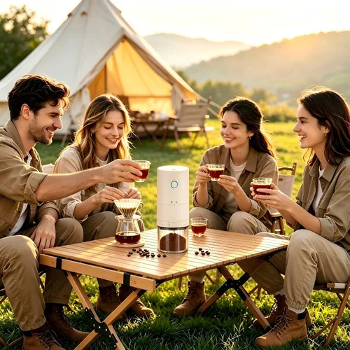 Vista 7 de Molinillo de café eléctrico portátil con 38 ajustes de molienda ajustables, rebaba cónica de núcleo de cerámica recargable por USB, molinillo
