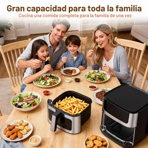 Vista 7 de OLIXIS Freidora de aire de 6.34 cuartos de galón con ventana, 8 preajustes de alimentos con calor máximo de 400 °F, temporizador de 90 minutos