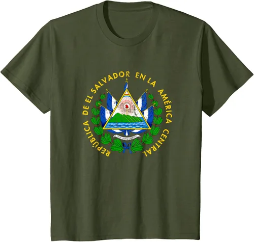 Vista 12 de Escudo de armas de El Salvador Salvadoran Distressed Design T-Shirt
