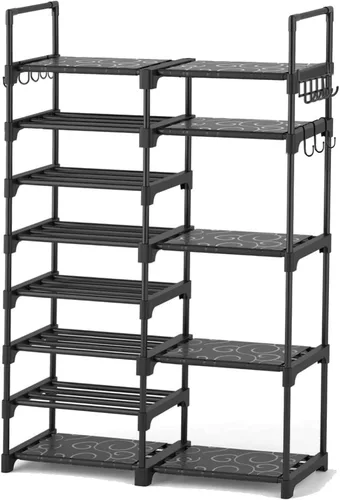 Vista 9 de OYREL Zapatero de metal resistente, organizador de zapatos estrecho, estante de zapatos de 5 niveles para armarios, espacio pequeño
