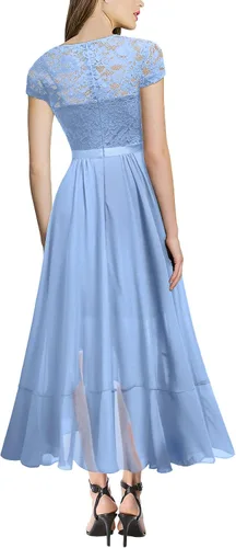Vista 2 de Miusol Vestido largo de dama de honor elegante con cuello en V para mujer