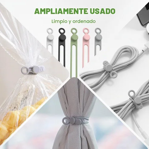 Vista 6 de Bridas de silicona para cables, organizador de cables reutilizable de datos nuevos 2026, gestión de cables de viaje para electrodomésticos, gestión