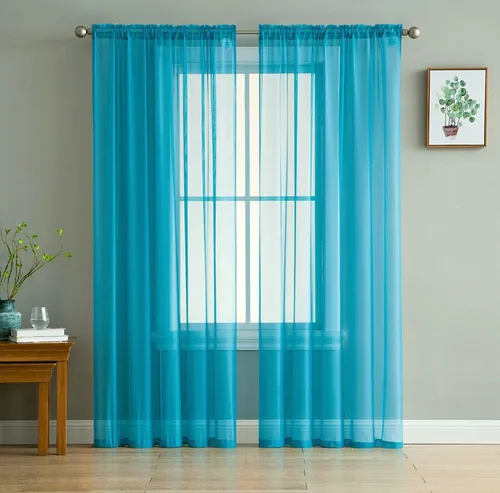 Vista 12 de Empire Home Charli - Juego de 2 paneles de cortina de gasa transparente sólida para ventana (120 pulgadas, superlargos, negro)