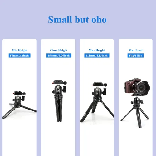 Vista 10 de SIRUI Mini trípode de escritorio de 13.5 pulgadas con cabeza de bola de 360°, trípode de aluminio portátil para cámara DSLR, videocámara, carga
