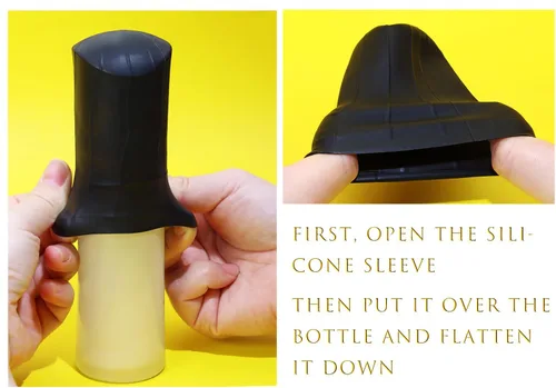 Vista 5 de Mini Skater 5 piezas de silicona para botella de viaje, funda elástica reutilizable, ajuste estándar para artículos de tocador estándar, tapa