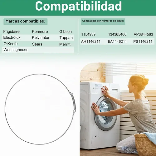 Vista 2 de 134527100 Abrazadera de arranque para lavadora de carga frontal Frigidaire Electrolux Anillo de retención 134365400, abrazadera de sello de puerta