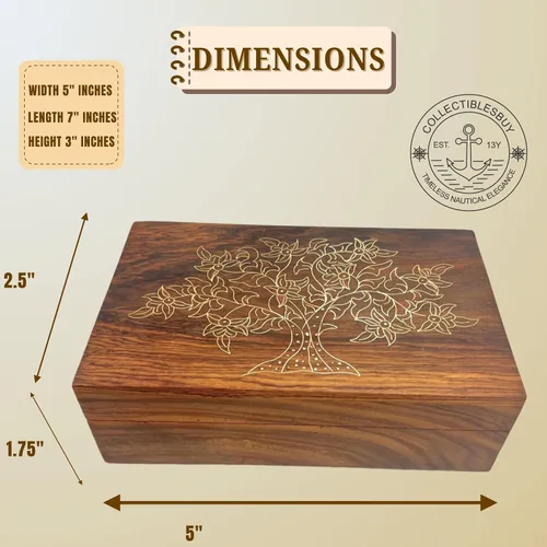 Vista 5 de collectiblesBuy Caja de madera hecha a mano con tapa con bisagras, recuerdo marrón, joyería sin terminar y manualidades, caja de almacenamiento