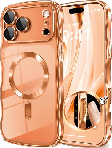 Vista 41 de GVIEWIN Funda para iPhone 16 Pro Compatible con MagSafe, Mejorada [Protección Completa de la Cámara][Marco de Ondas Lindo][Protección de Grado