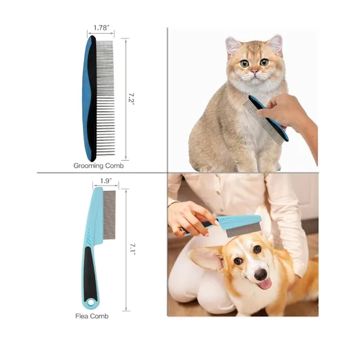 Vista 4 de Herramienta de deshedding para mascotas 7 en 1, juego de cepillos de aseo para perros, combo de cepillos para perros Cepillo de eliminación