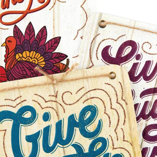 Vista 5 de Hallmark Surtido de tarjetas de Acción de Gracias de grano de madera (3 tarjetas con sobres) Live, Laugh, Love, Give Thanks, Cornucopia