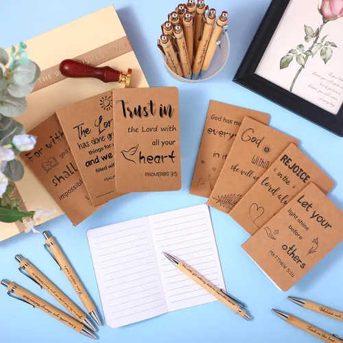 Vista 3 de Funrous 32 bolígrafos con cita motivacional, bloc de notas inspiradoras, mini diario con bolígrafo, cuadernos pequeños, regalo para hombres