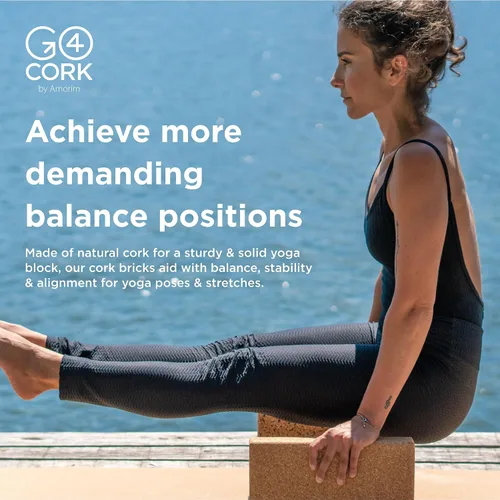 Vista 4 de Go4Cork Cork Yoga Block Non-Toxic, Alternative To Foam Yoga Blocks Odorless, Soft, Non-Slip, Workout & Exercise Yogi Gift Accessories Men &