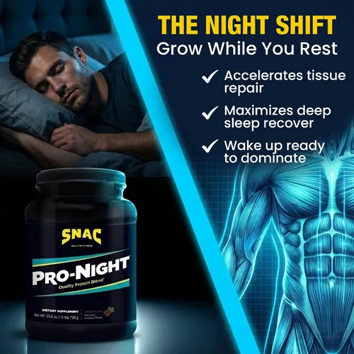 Vista 4 de SNAC Pro-Night Mezcla de proteínas en polvo, proteína saborizada, chocolate, 1.6 libras