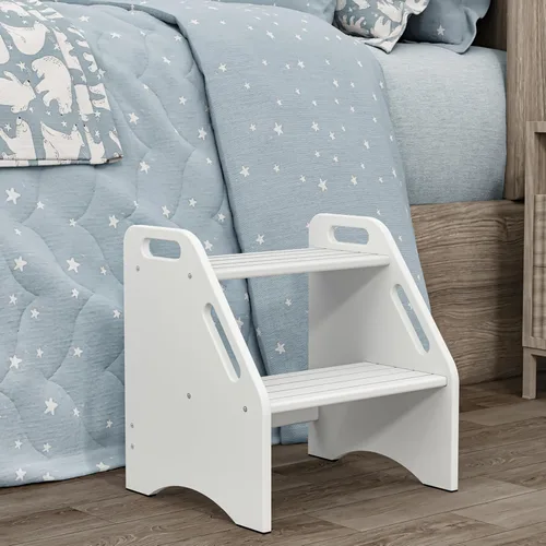 Vista 10 de AMBIRD Taburete de madera – Capacidad de dos pasos de 300 libras con almohadillas antideslizantes de seguridad y asas, bambú para baño, cocina Negro