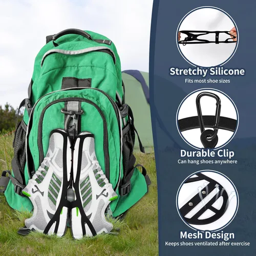 Vista 6 de Funda para zapatos para llevar zapatos en la bolsa, soporte para zapatos Doormoon para mochila, 2 pares de clips de zapatos para tacos de fútbol