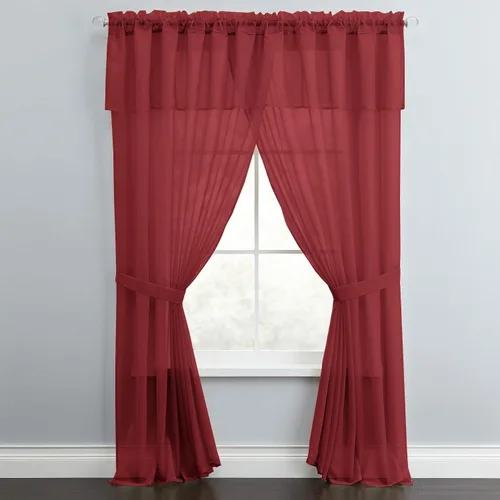 Vista 14 de BrylaneHome BH Studio - Juego de cortinas de gasa transparente de 5 piezas, 60 pulgadas de ancho y 63 pulgadas de largo, hojas de otoño