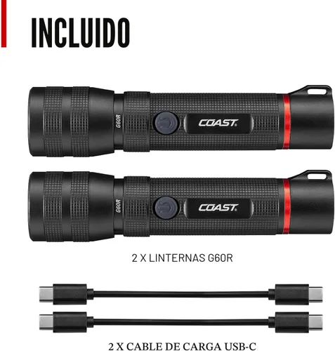 Vista 10 de Coast G60R linterna LED recargable impermeable de 1000 lúmenes, paquete de 2