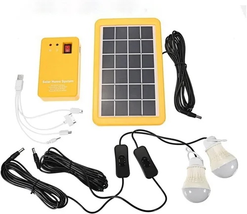 Vista 8 de ROROLL Generador de panel de energía solar, kit de sistema doméstico con 3 bombillas LED, lámpara solar de emergencia, 4 cabezales, carga USB