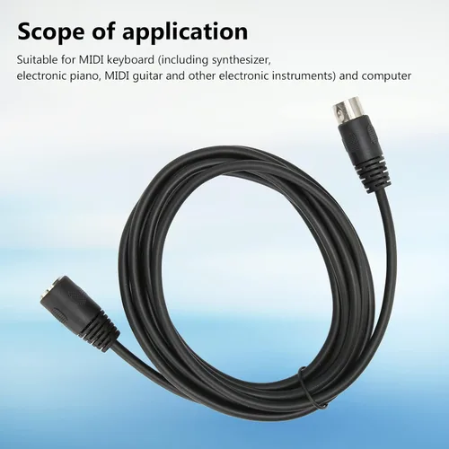 Vista 2 de Cable MIDI, cable de extensión MIDI DIN de 9.8 pies con conector DIN de 5 pines macho a hembra, cable de extensión MIDI DIN Cable adaptador de audio