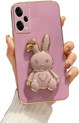 Vista 80 de Funda con soporte de conejo de corazón para Xiaomi Redmi A1, galvanizado suave TPU protector delgado a prueba de golpes con lindo conejito soporte
