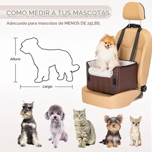 Vista 7 de PETSFIT - Asiento de automóvil impermeable, piel sintética, perros pequeños, hebillas seguras patentadas, correa de clip, cama transportadora
