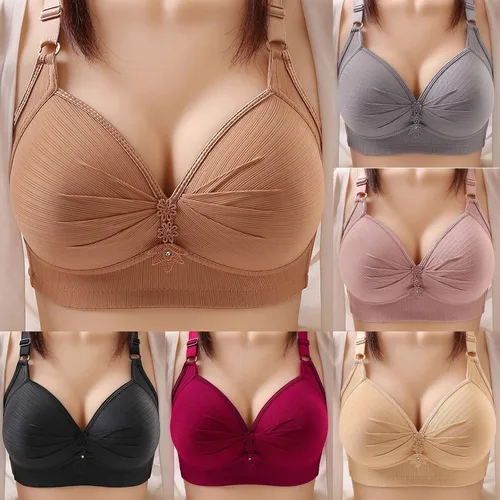 Vista 5 de Bras for Women No Underwire Lace Full Coverage Everyday Comfortable Bras Wirefree Wireless Padded Push Up Soft Bra