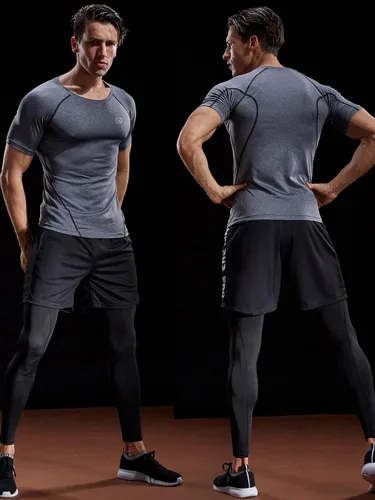 Vista 4 de NELEUS Paquete de 3 camisetas de entrenamiento de capa base de compresión atlética para hombre