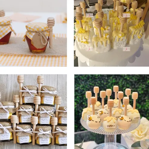 Vista 7 de 25 palitos de miel de madera, palitos de miel de 3 pulgadas, mini palitos de panal de abeja, pequeños minicargos de miel a granel para baby shower