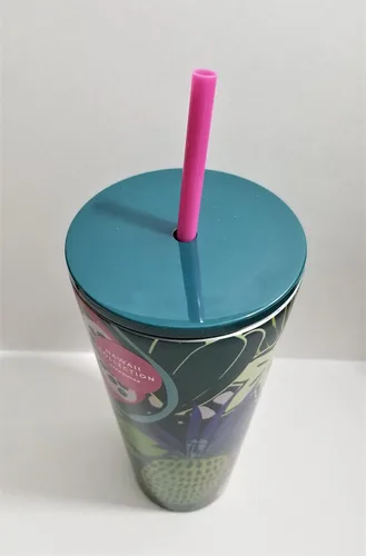 Vista 6 de Starbucks Hawaii Collection - Vaso de acero inoxidable de 24 onzas con diseño de hojas de palmera