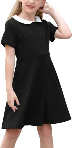 Vista 9 de GORLYA Girls Casual Vintage Peter Pan Collar Dress 4-14Y beige de puntos