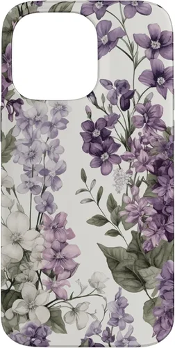 Vista 21 de White Violet Purple Lavender Lilac Floral Funda de flores botánicas para iPhone 17