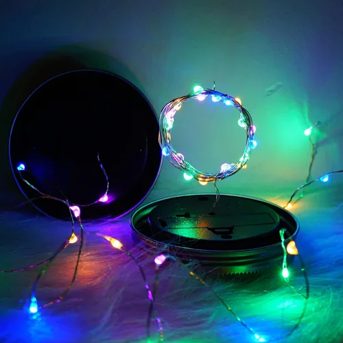 Vista 3 de SmilingTown Guirnalda de luces solares para tarros de masón, paquete de 12 unidades, 30 luces LED de luciérnaga con 12 perchas impermeables