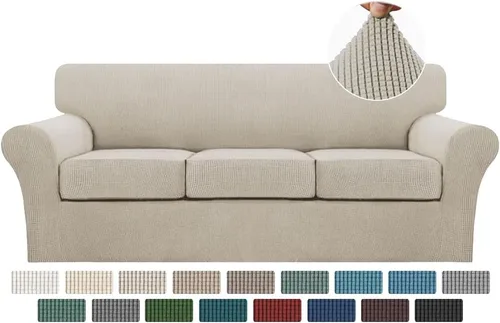 Vista 61 de Turquoize 2 fundas para sillas de sala de estar, funda de sofá con fundas de cojín individuales, funda de muebles para sillas (silla, beige biscotti)