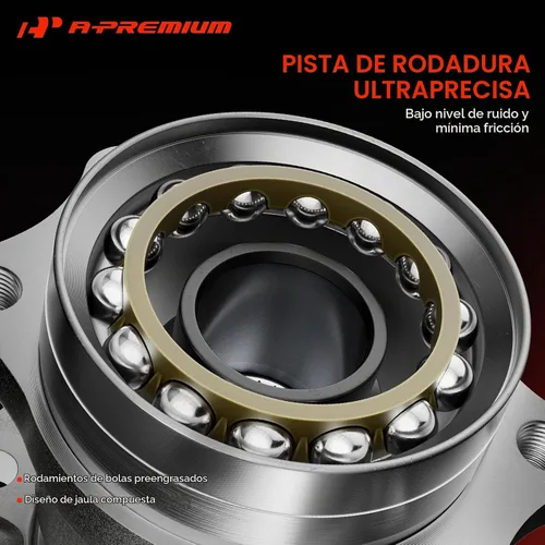 Vista 3 de A-Premium Cojinete de rueda trasera y conjunto de cubo con 5 lengüetas