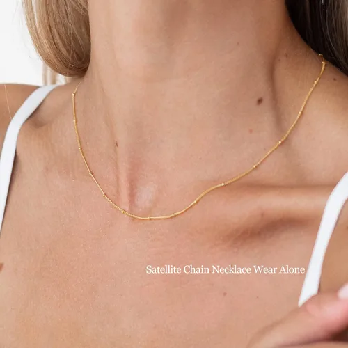 Vista 9 de DEARMAY 14K Gold Necklaces for Women, Dainty Layered Gold Herringbone Choker Necklace for Women Thin Chunky Snake Chain Necklaces Jewelry for Teen