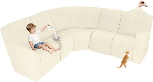 Vista 81 de ALIECOM Fundas 100% impermeables para sofá seccional reclinable, forma de L, elásticas, para esquina, funda para sofá seccional reclinable, lavable