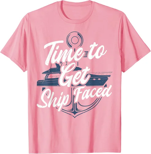Vista 28 de Time to Get Ship Faced Holiday Hilarante Nautical Sailing Camiseta, Negro, S