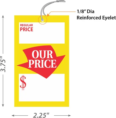 Vista 3 de SmartSign Paquete de 250 etiquetas de precio regulares y especiales con cuerda prefijada, 2.25 x 3.75 pulgadas, cartulina de 12 puntos, etiquetas