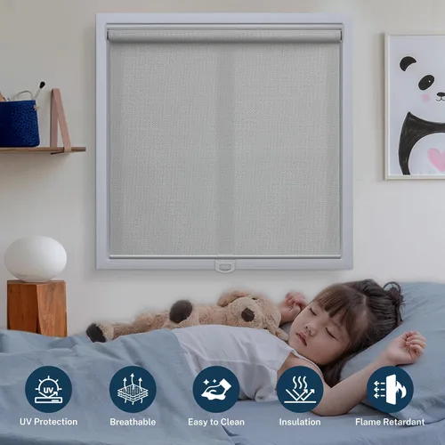 Vista 3 de Persianas enrollables sin cordones con aislamiento térmico, persianas enrollables para el hogar, sala de estar, dormitorio, baño, fácil de instalar