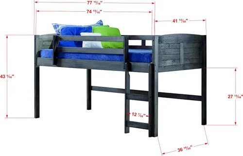 Vista 3 de Donco Kids Loft bajo de la lumbrera, Pino, Gris (Antique Grey)