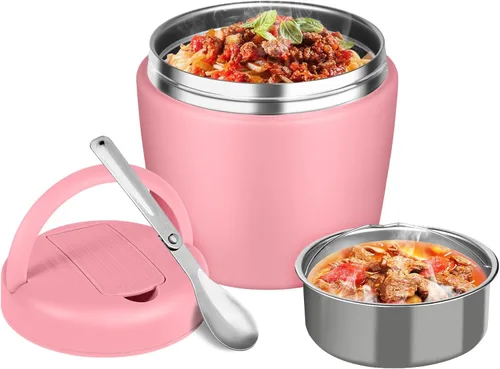 Vista 10 de Termo para comida caliente, 40 onzas, tarro de comida aislado al vacío para adultos, de acero inoxidable, termo de boca ancha, a prueba de fugas