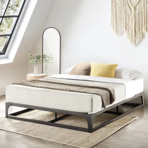 Vista 14 de Somier de cama individual Mellow 9 pulgadas, con base de colchón de láminas de acero resistente Negro