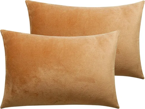 Vista 11 de NTBAY Fundas de almohada de terciopelo con cremallera, paquete de 2 fundas de almohada de viaje de franela de lujo, 13 x 18 pulgadas, color negro