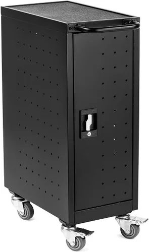 Vista 2 de Line Leader - Carrito de carga móvil compacto con 16 dispositivos para Chromebooks, computadoras portátiles, tabletas, estación de carga para aulas