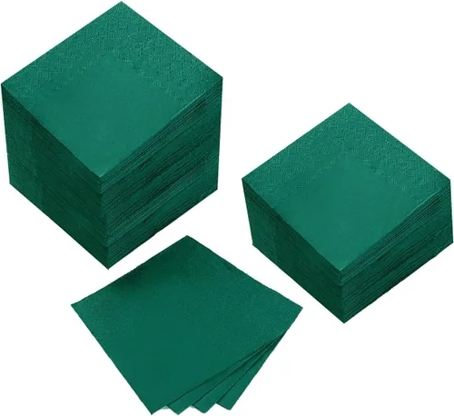 Vista 15 de 100 paquetes de servilletas de cóctel de 2 capas, servilletas de postre plegadas de 5 x 5 pulgadas, servilletas desechables para cena, boda