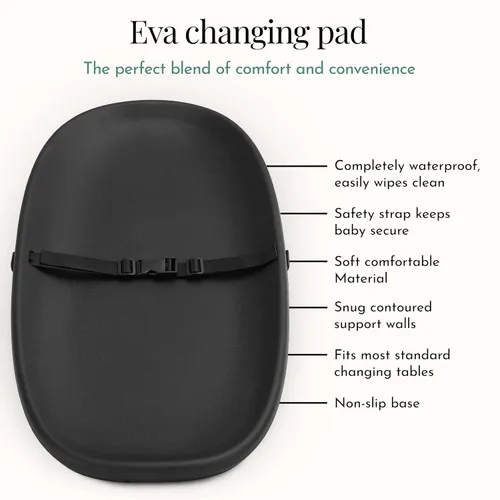 Vista 7 de évolur Cambiador de Bebé Eva, Cambiador Suave, Ligero y Portátil, Se Adapta a Todas las Mesas Cambiadores, Acolchado Firme Impermeable - Negro