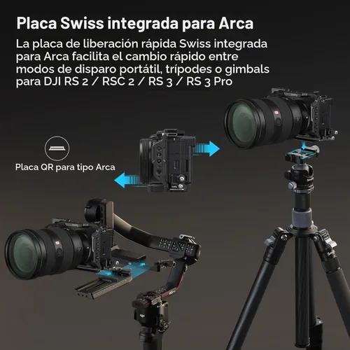 Vista 5 de Kit de Jaula SmallRig para Sony A6700 con Abrazadera de Cable para HDMI, Placa de Liberación Rápida Integrada para Tipo Arca, Jaula de Vídeo