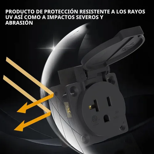 Vista 5 de STARELO Receptáculo de 20 amperios para generador NEMA 5-20R con cubierta, 125 voltios, 2 polos, 3 cables, resistente a la intemperie, al polvo y a